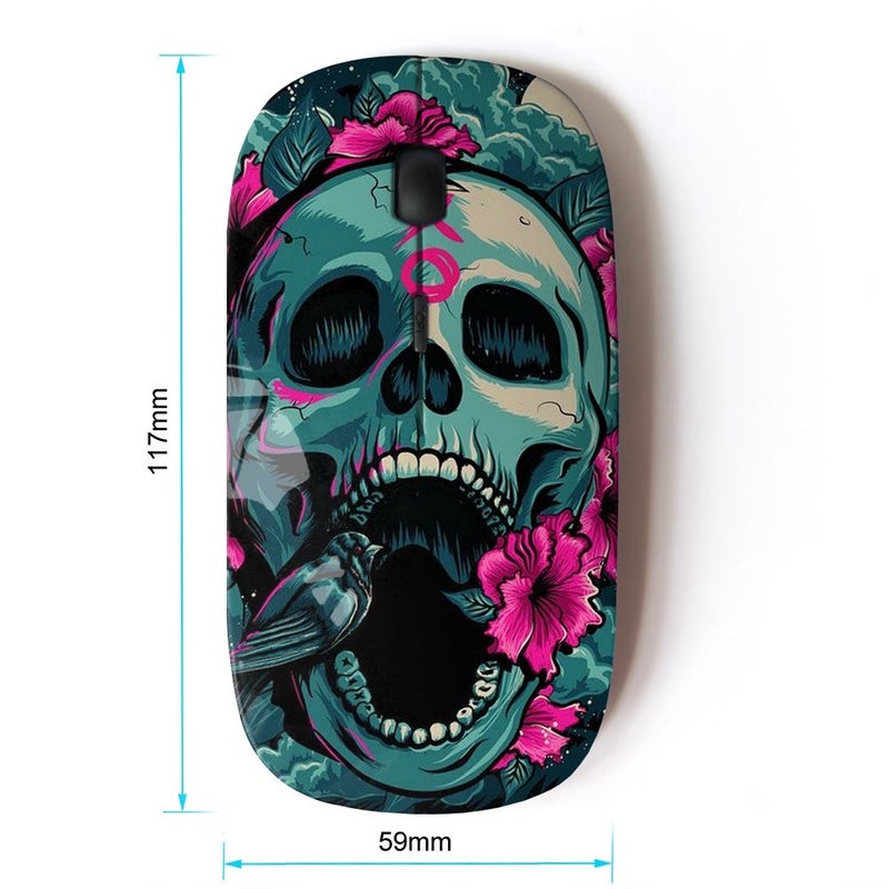 KOOLmouse [ Optical 2.4G Wireless Mouse [ Teal Scream Xo Floral Skull ] - Image 2